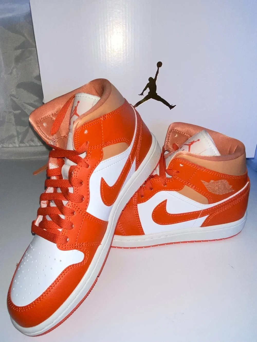 Nike  Women’s Orange and White Mid-Top Sneakers -